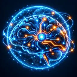 A glowing digital brain connected to the IoT network, representing automation